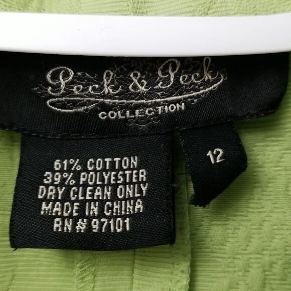 🎁5/$25 Peck and Peck Collection Blazer Women's Size 12 Green with Embroidery - Picture 2 of 6